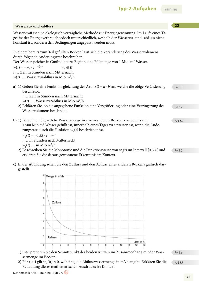 Grundkompetenzen Training Mathematik 12. Schulstufe - Typ 2-Aufgaben mit Lösungsteil