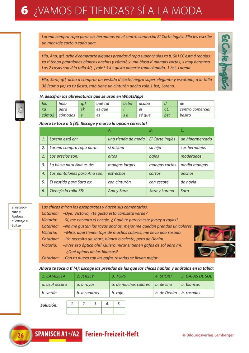 Spanisch – Ferien-Freizeit-Heft A1+/A2