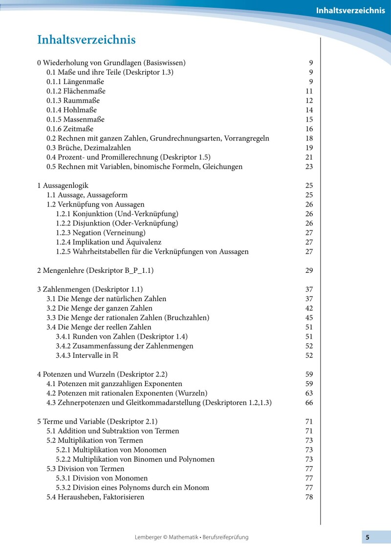Berufsreifeprüfung Mathematik - Erarbeitungsteil