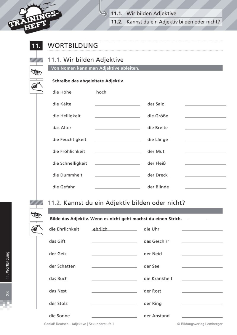 Genial! Deutsch – Trainingsheft Adjektive – Sek 1