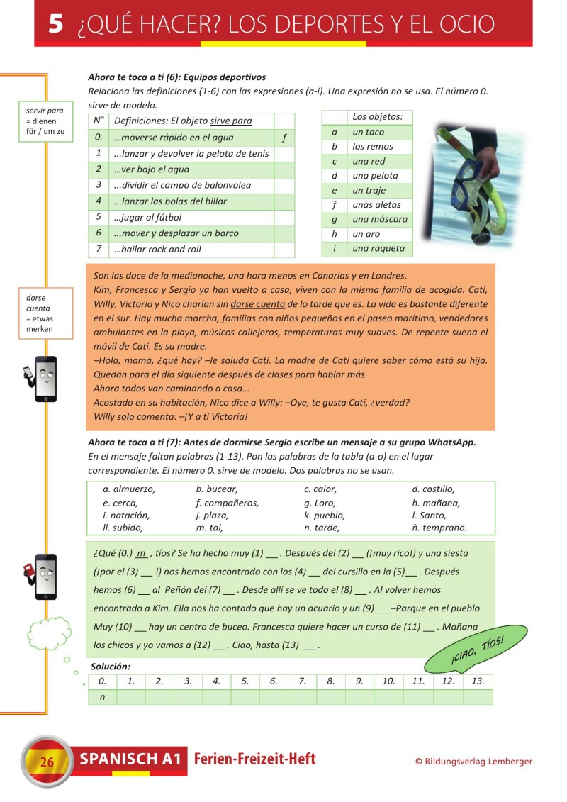 Spanisch – Ferien-Freizeit-Heft A1