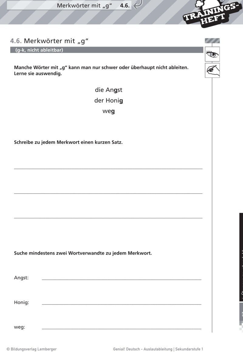 Genial! Deutsch – Trainingsheft Auslautableitung – Sek 1