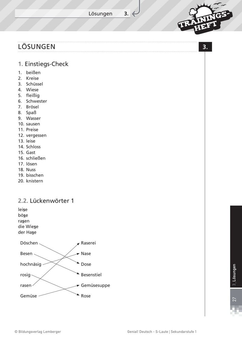 Genial! Deutsch – Trainingsheft s-Laute – Sek 1