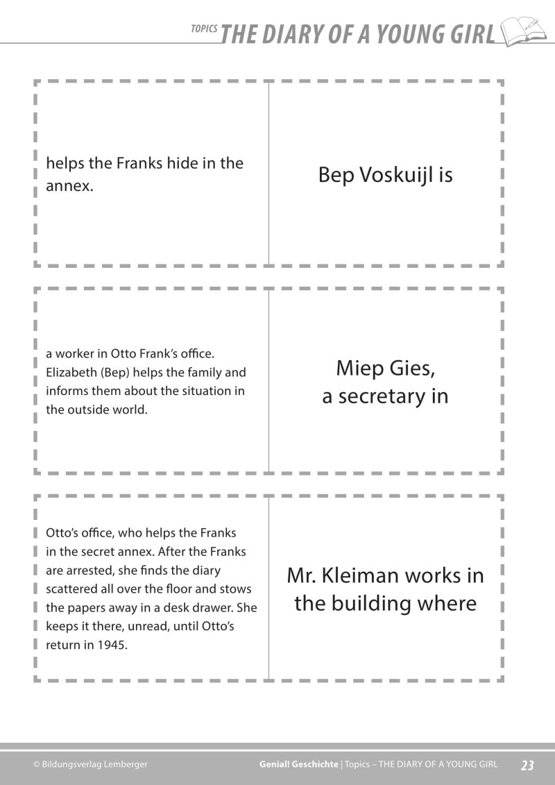 Genial! Geschichte 4 – topics 1: The Diary of Anne Frank