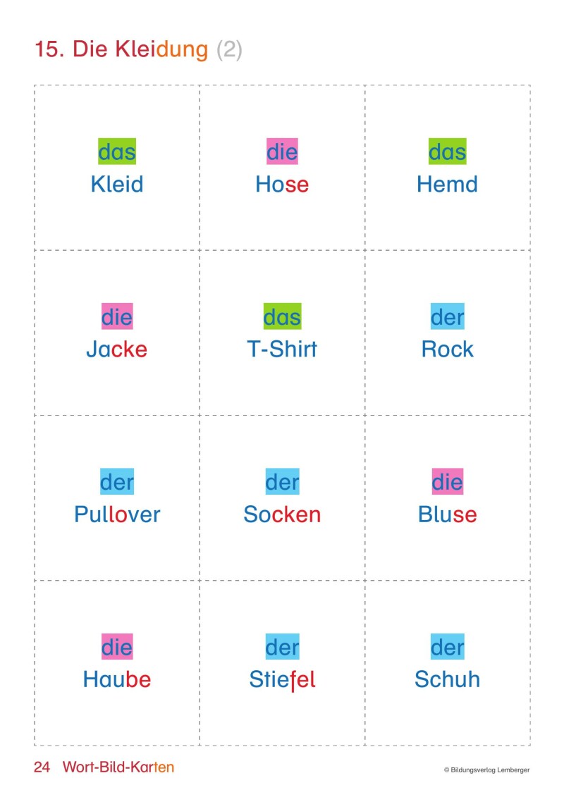 Genial! Deutsch – Schritt für Schritt zukunftsfit – Lesen und Schreiben im Gesamtunterricht inklusiv – Beiheft mit Wortkarten