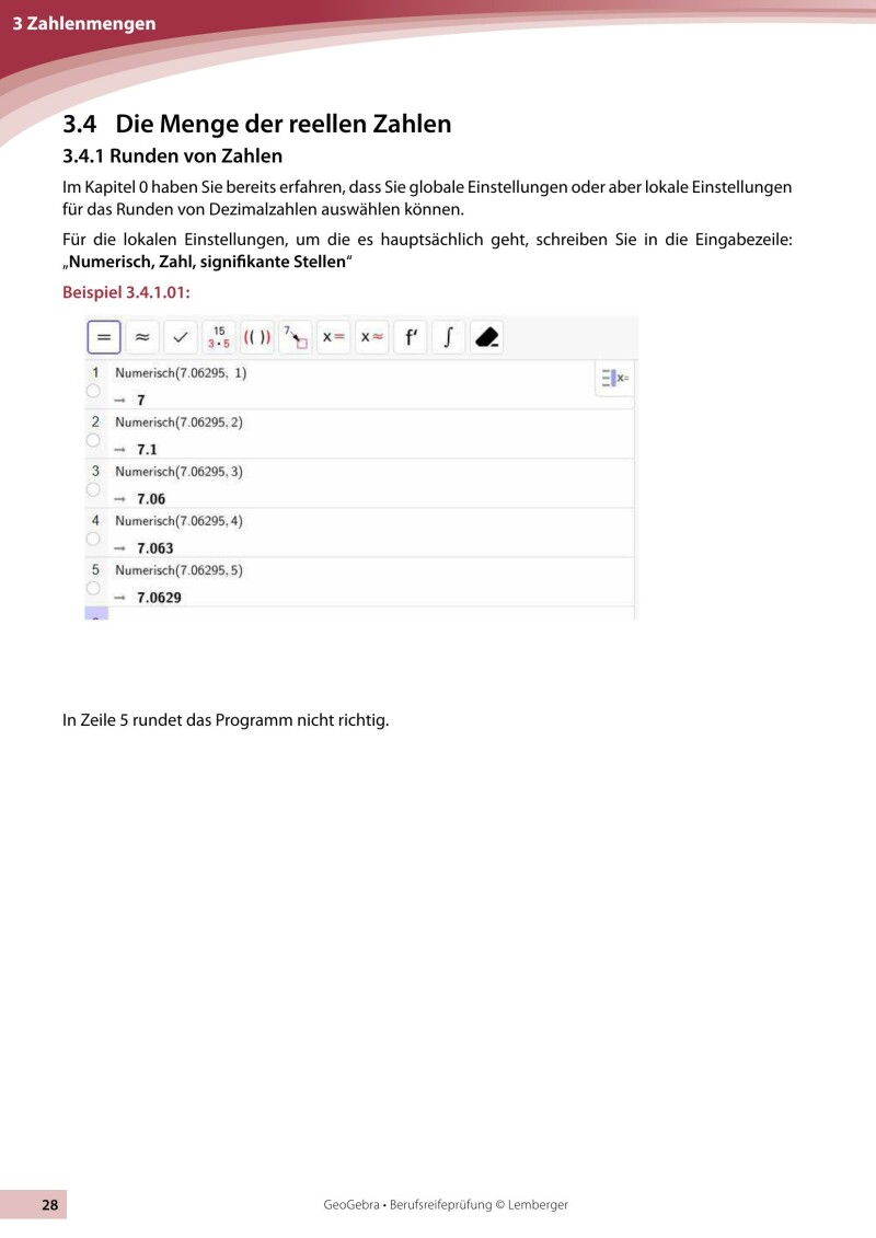 Berufsreifeprüfung Mathematik - Geogebra