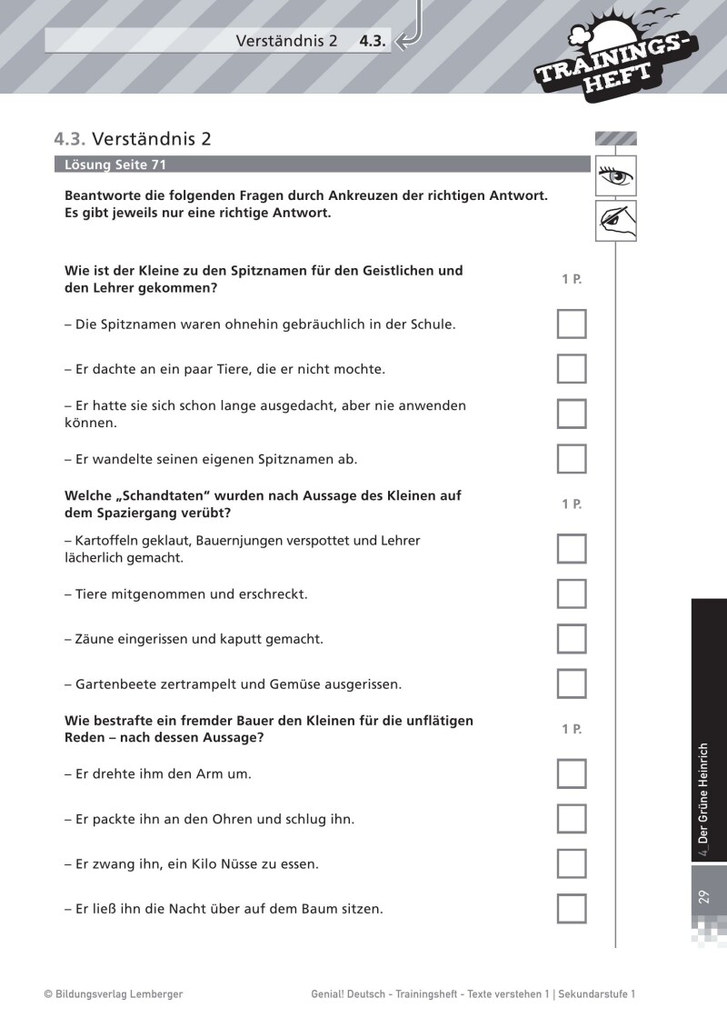Genial! Deutsch – Trainingsheft Texte verstehen 1 – Literarische Texte und Lernkontrollen – Sek 1