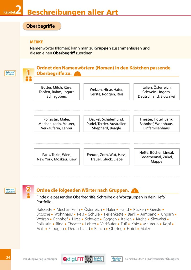 Genial! Deutsch 1 – Sprachbuch IKT LP’23 v.1.1 / Differenzierter Übungsteil