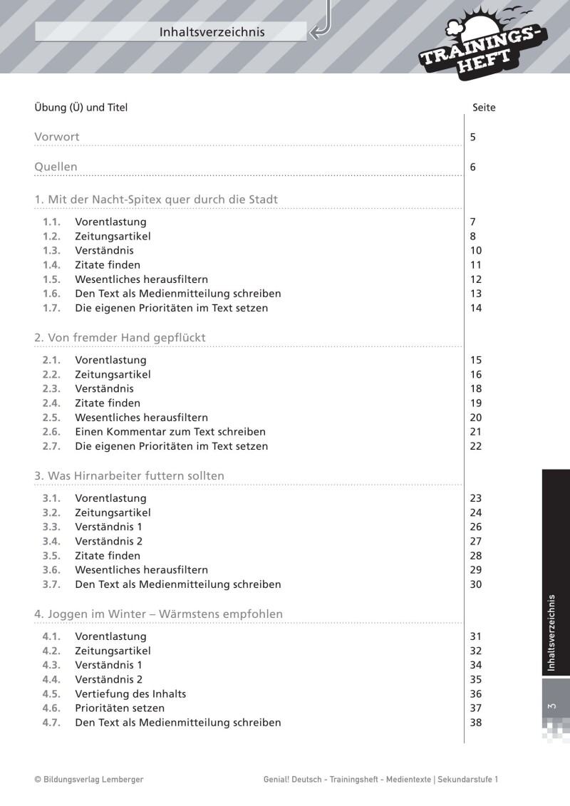 Genial! Deutsch – Trainingsheft Medientexte: Inhalte verstehen – Informationen gewichten – Sek 1