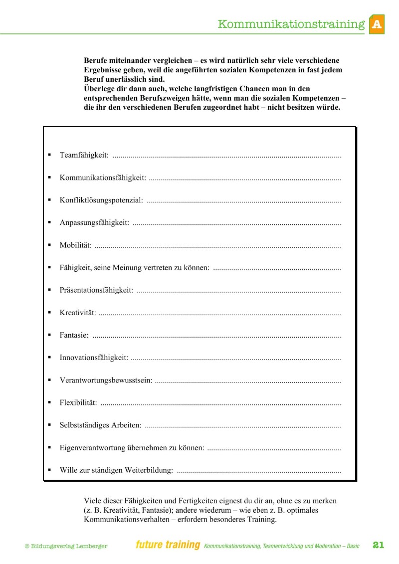 Kompetenz Lernen® – future training – Kommunikationstraining, Teamentwicklung und Moderation – Basic Edition