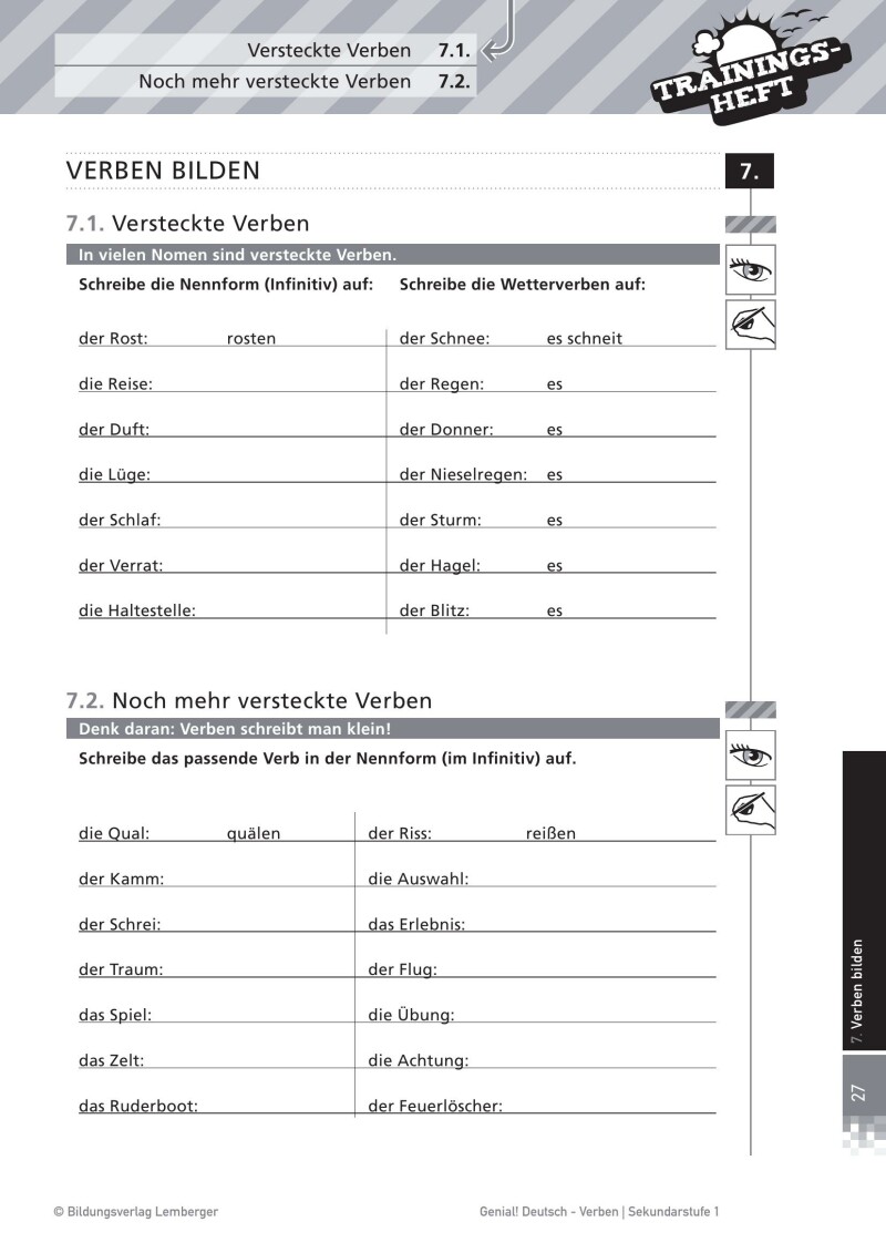 Genial! Deutsch – Trainingsheft Verben – Sek 1