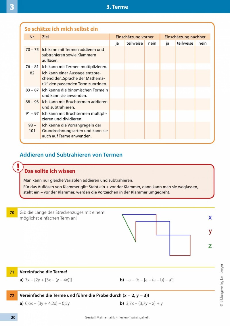 Genial! Mathematik 4 - Ich kann's!: Ferien-Trainings-Heft