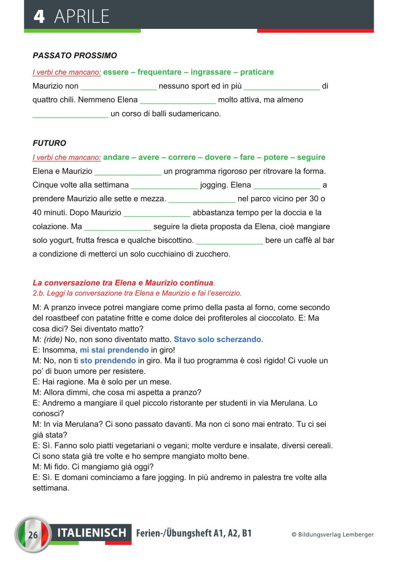 Ferien-Freizeit-Heft Italienisch A1, A2, B1 mit mp3-Dateien