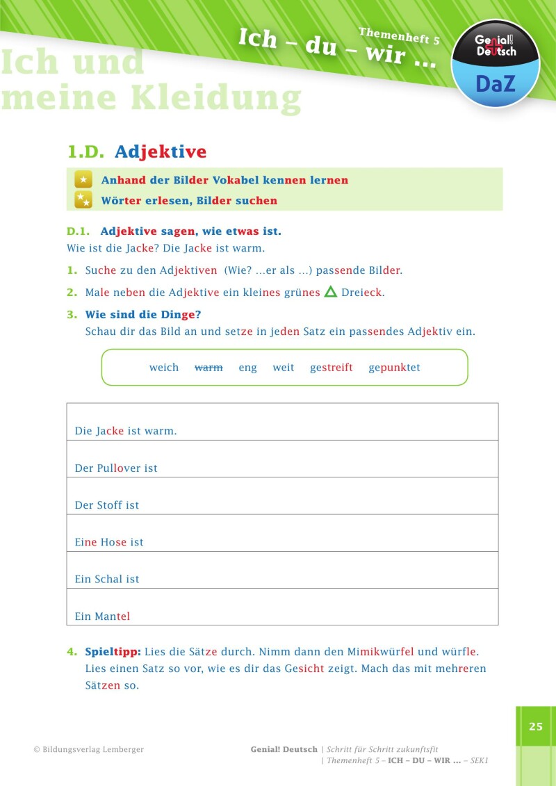 Genial! Deutsch DAZ - Schritt für Schritt zukunftsfit - Schulbuch - Themenheft 5 Sekundarstufe 1 - silbierte Ausgabe: Ich-du wir ...