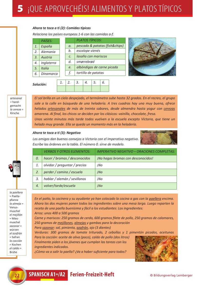 Spanisch – Ferien-Freizeit-Heft A1+/A2