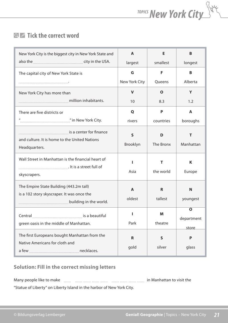 Genial! GW 2 – topics 2: New York City