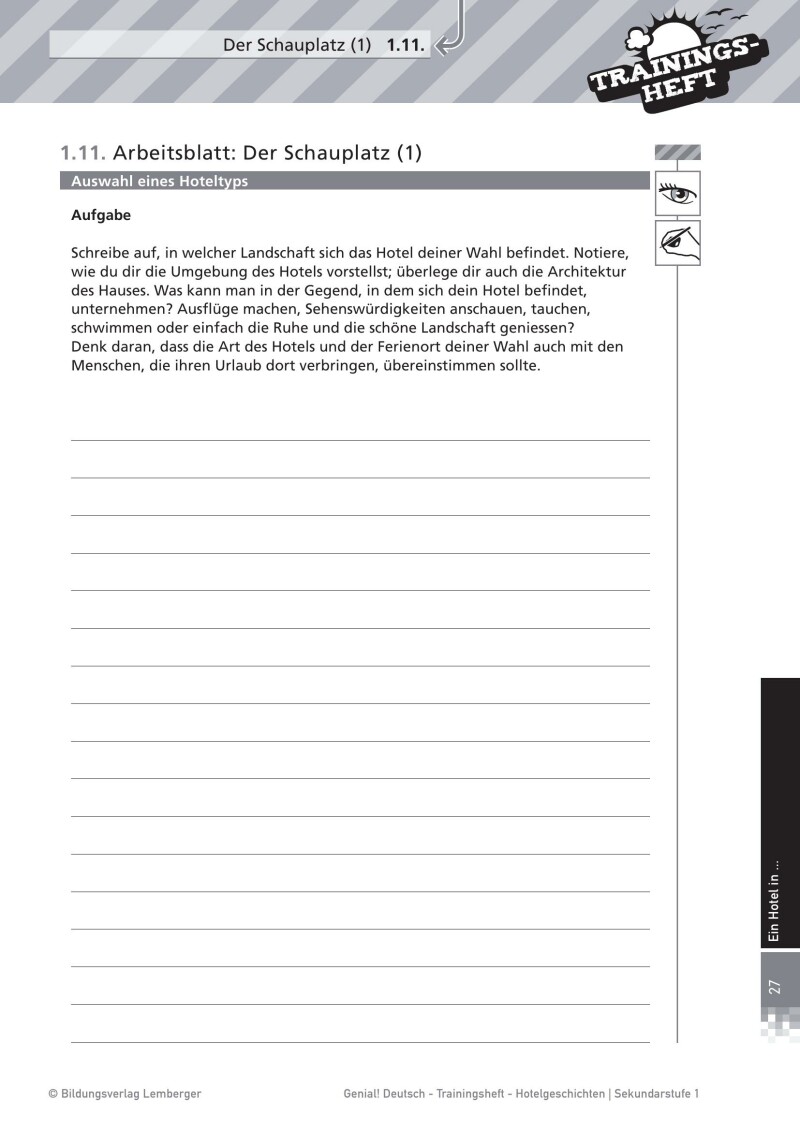 Genial! Deutsch – Trainingsheft Projekt Roman: Hotelgeschichten – Sek 1