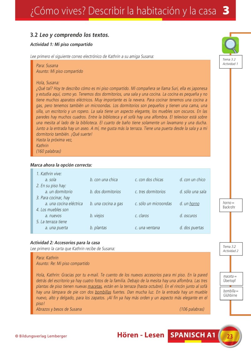 Spanisch A1 Hören-Lesen_Arbeitsbuch inkl. Audio-CD