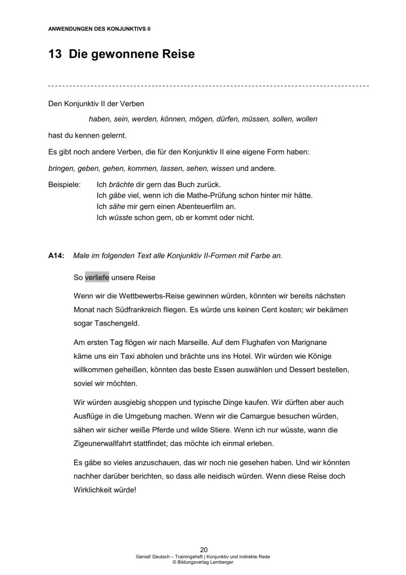 Genial! Deutsch – Trainingsheft Konjunktiv und indirekte Rede – Sek 1