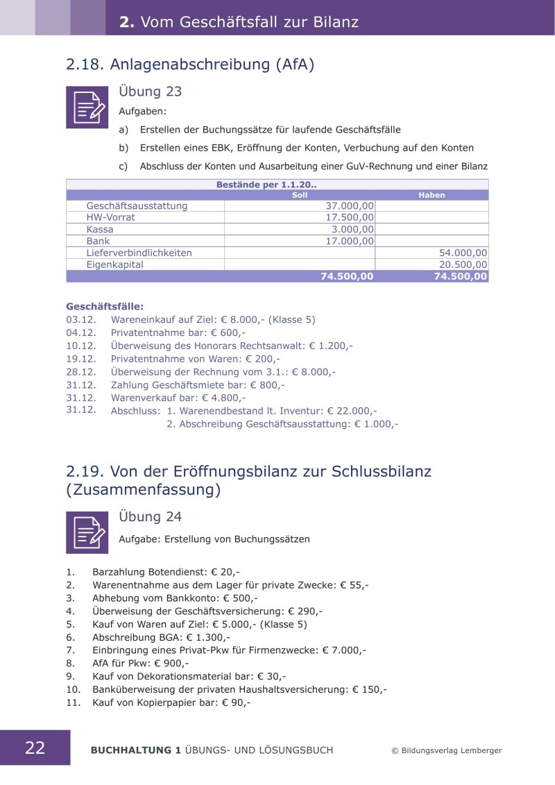 Buchhaltung 1 - Übungsbuch mit Lösungen