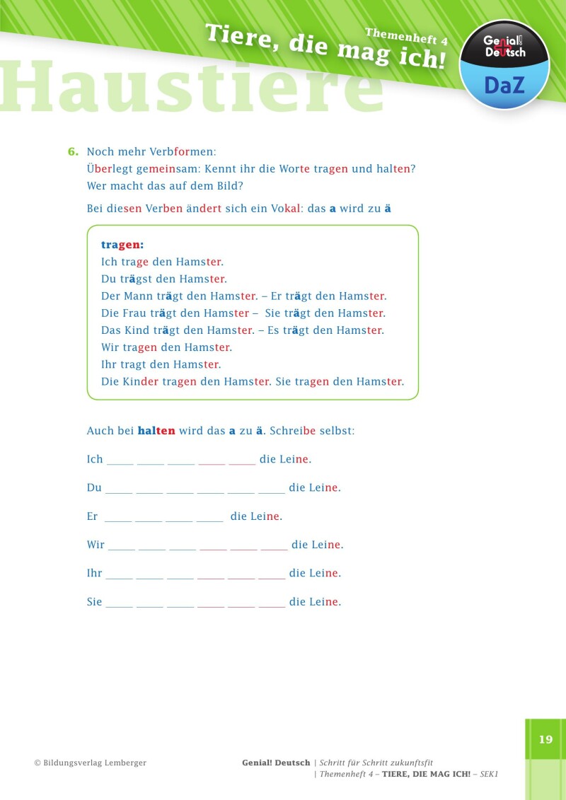 Genial! Deutsch DAZ - Schritt für Schritt zukunftsfit - Schulbuch - Themenheft 4 Sekundarstufe 1 - silbierte Ausgabe: Tiere, die mag ich!