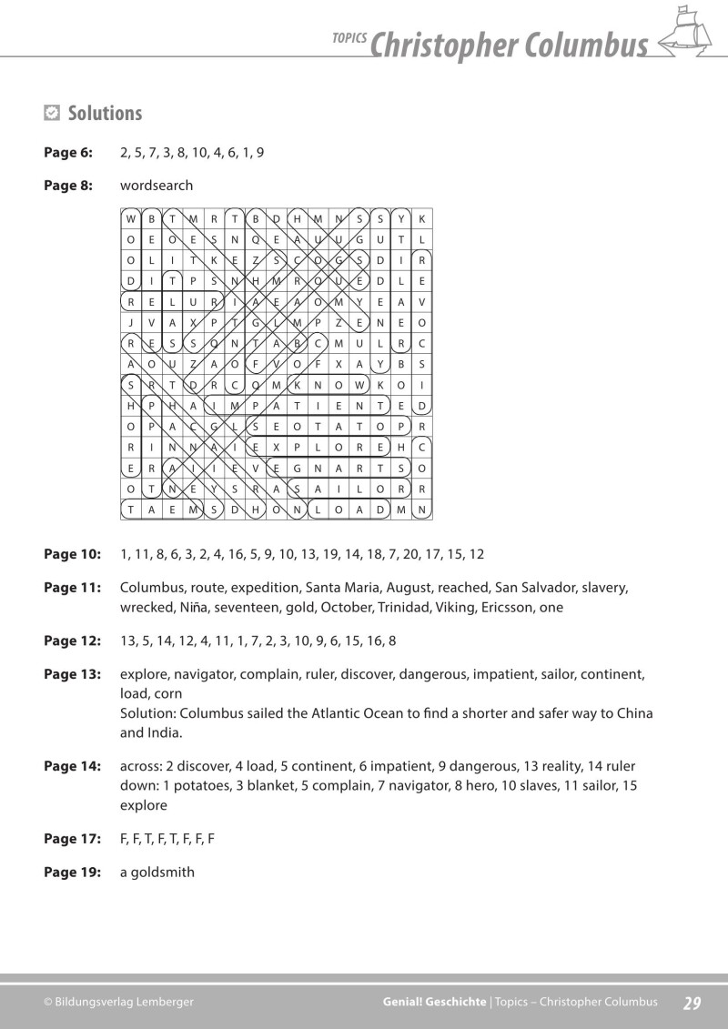 Genial! Geschichte 3 – topics 1: Columbus
