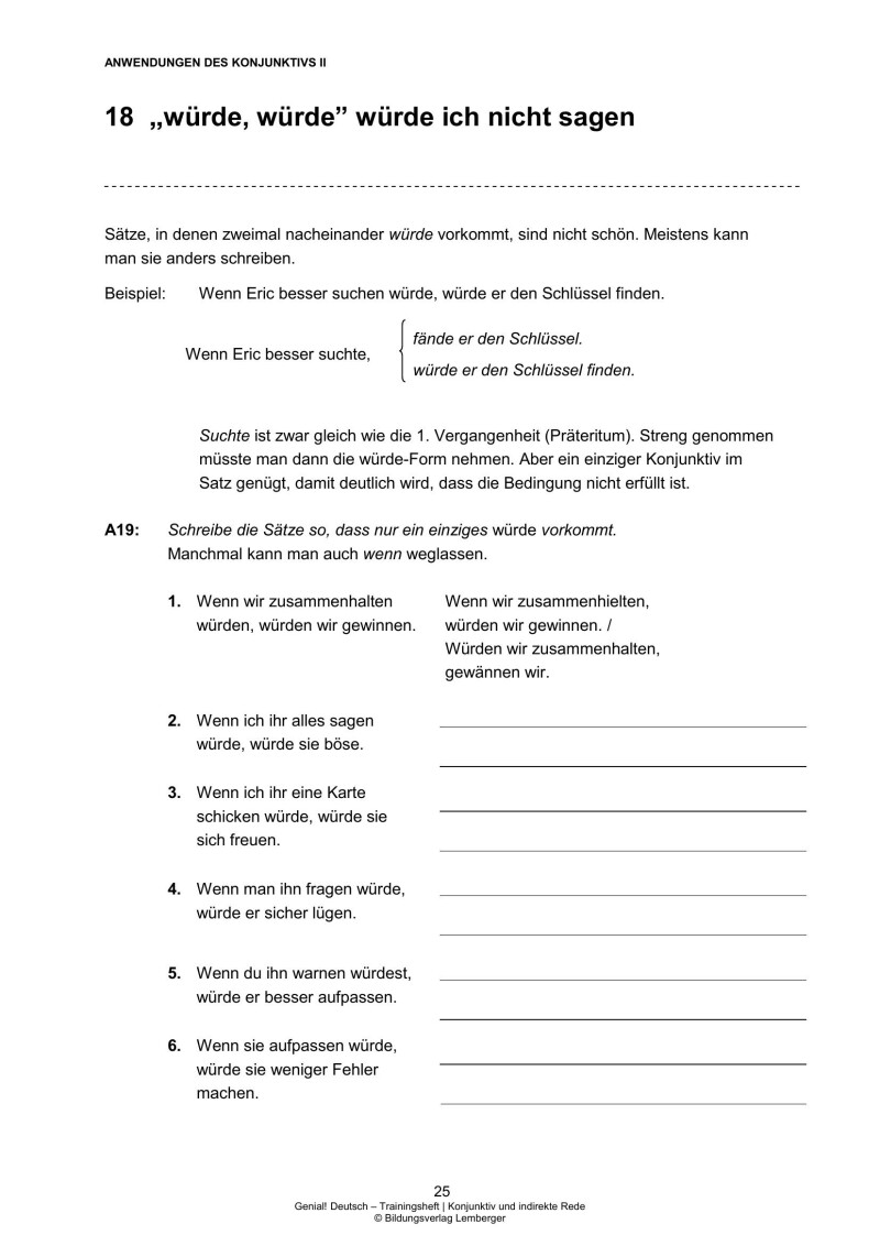 Genial! Deutsch – Trainingsheft Konjunktiv und indirekte Rede – Sek 1