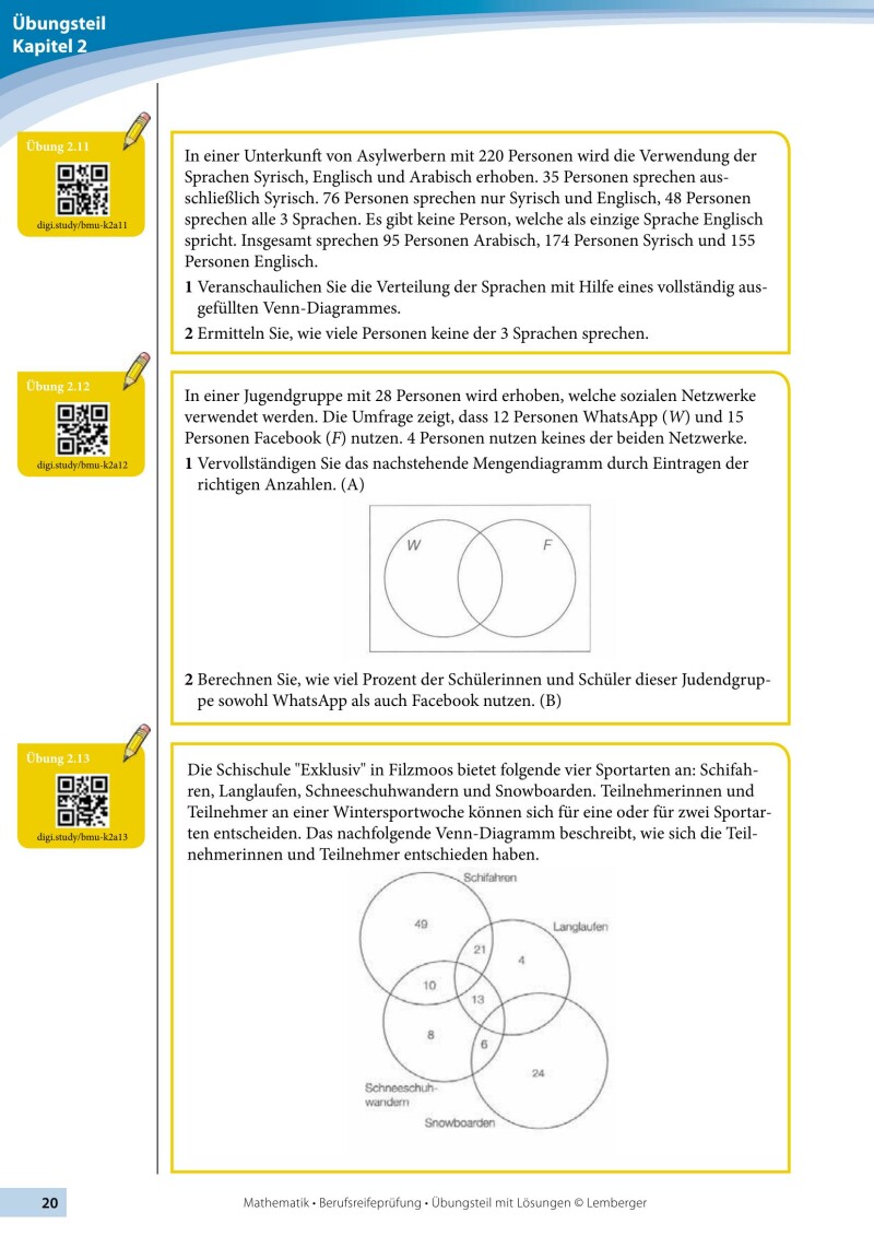 Berufsreifeprüfung Mathematik - Übungsteil mit Lösungen BFI