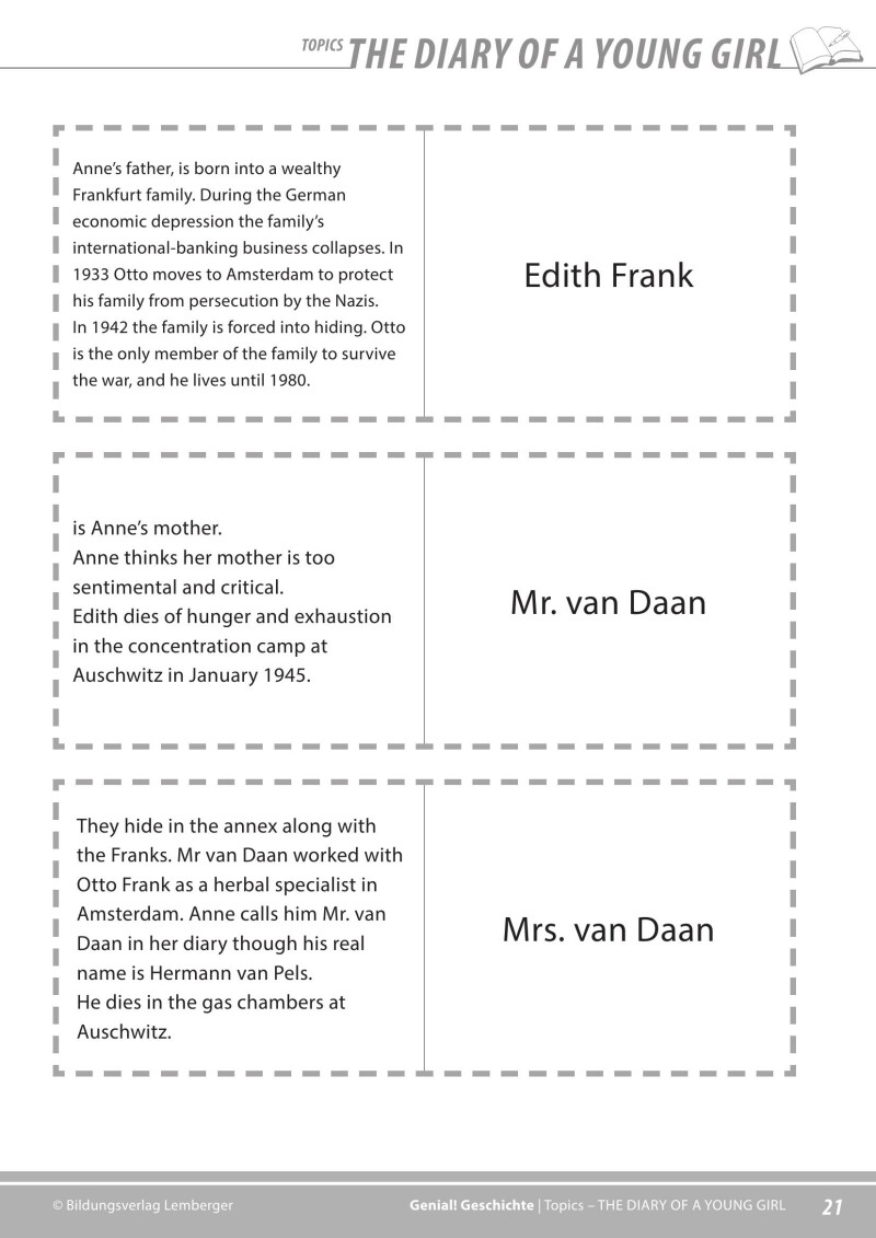 Genial! Geschichte 4 – topics 1: The Diary of Anne Frank