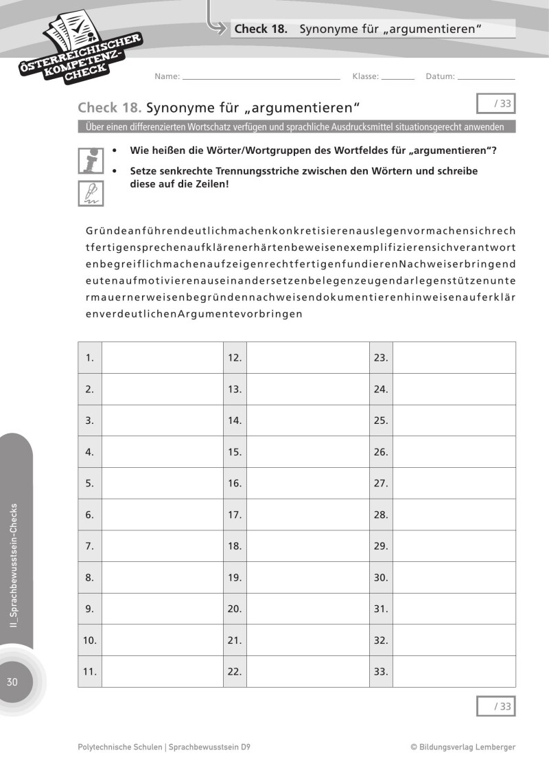 Genial! Deutsch – Evaluation: Österreichischer Kompetenz-Check Sprachbewusstsein D9, PTS