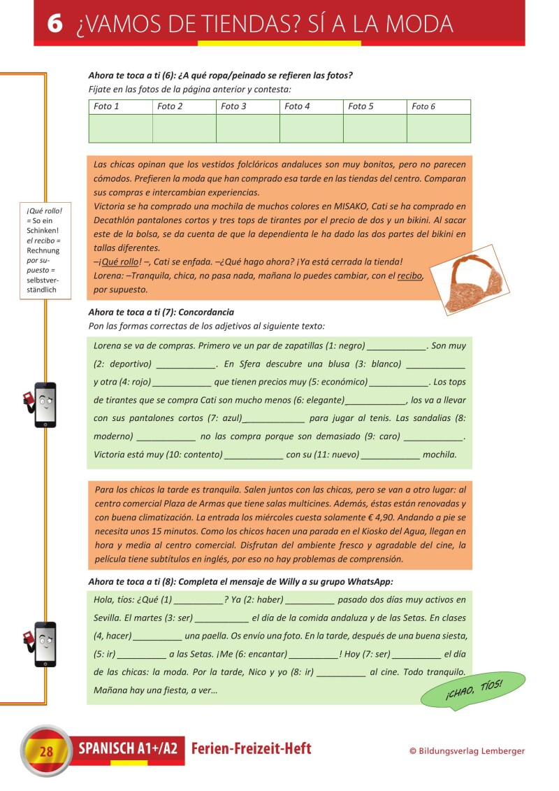 Spanisch – Ferien-Freizeit-Heft A1+/A2