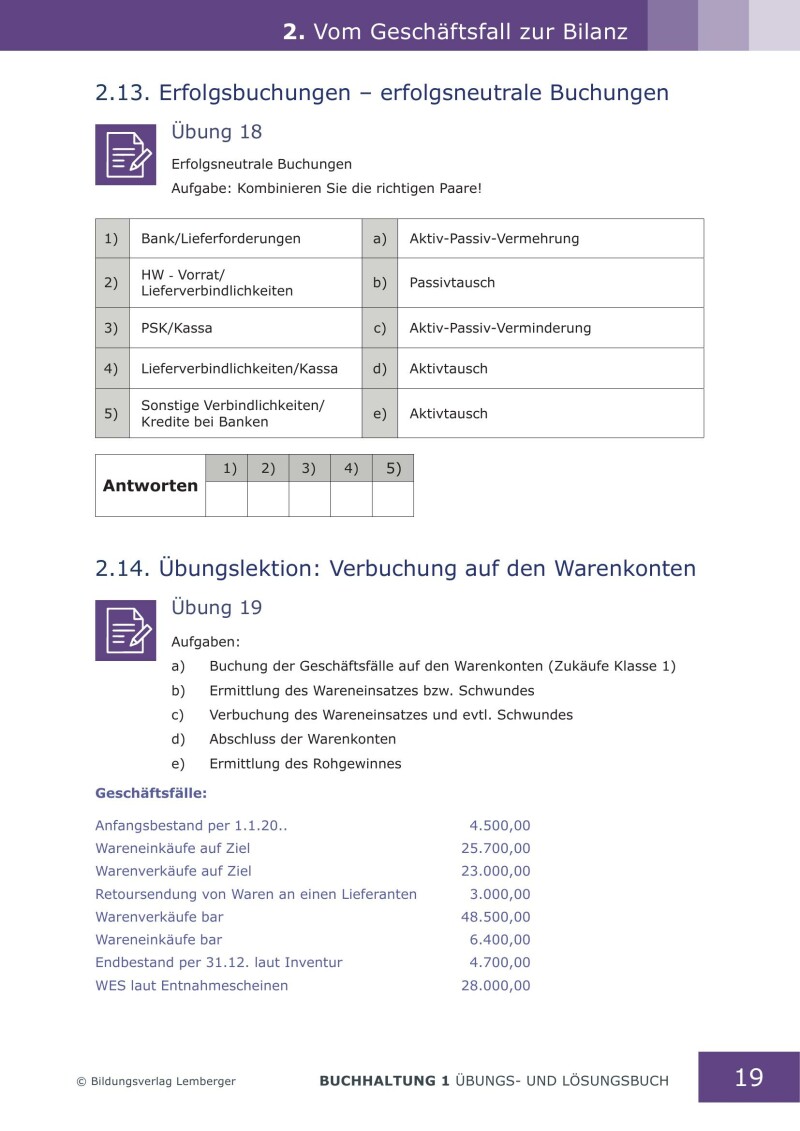 Buchhaltung 1 - Übungsbuch mit Lösungen