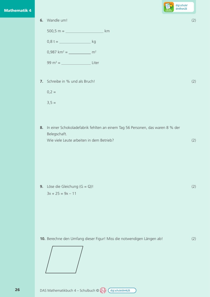 DAS Mathematikbuch 4 - Schulbuch IKT_Version 2.2: Mit Digitaler Grundbildung, Hörbuch, HÜ-/SÜ-Manager, Learning analytics, Lernvideos