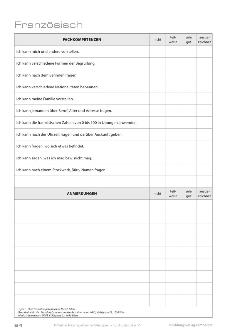 Kompetenz Lernen® - future training - Meine Kompetenz-Mappe 3. Klasse