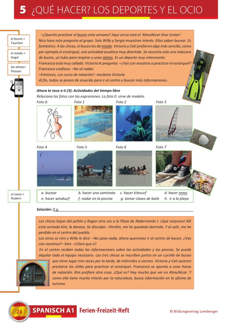 Spanisch – Ferien-Freizeit-Heft A1