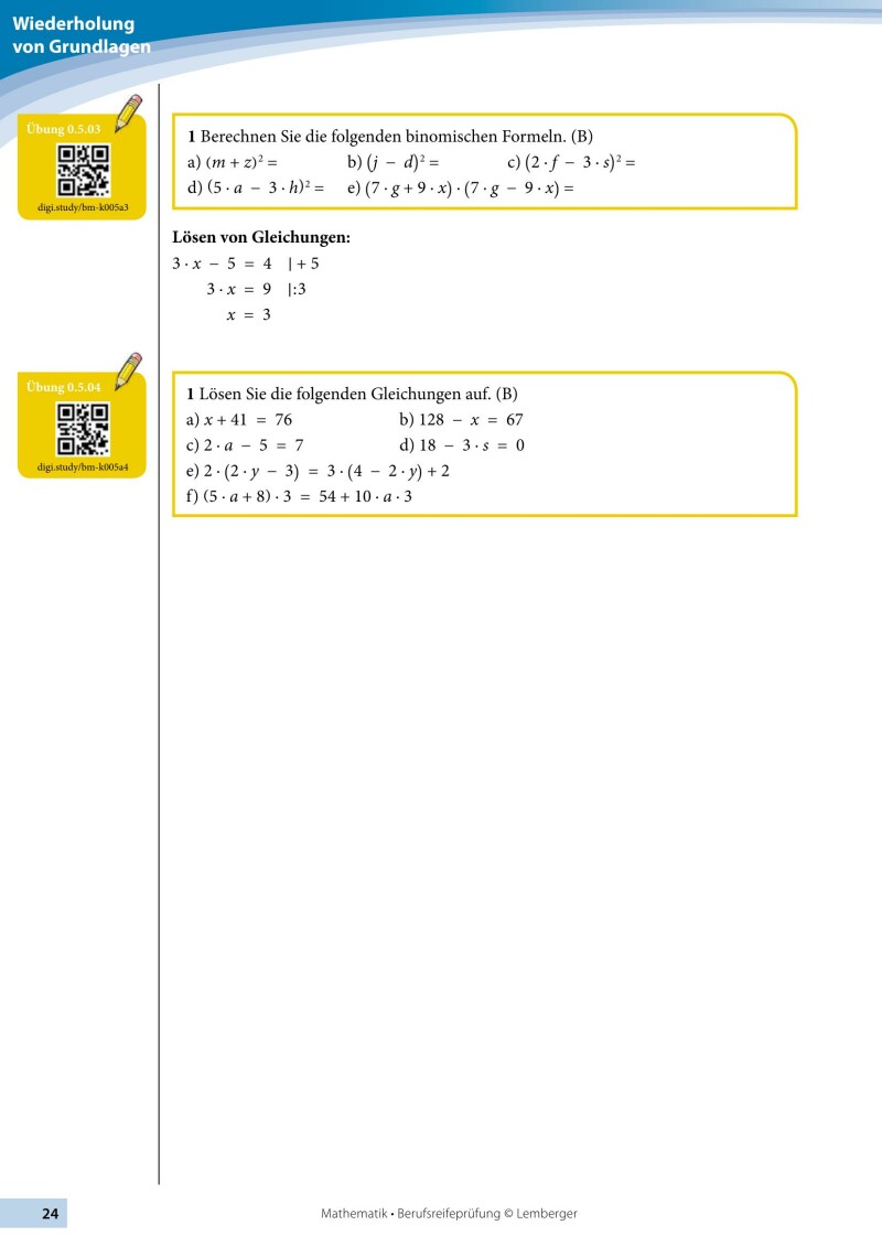 Berufsreifeprüfung Mathematik - Erarbeitungsteil BFI