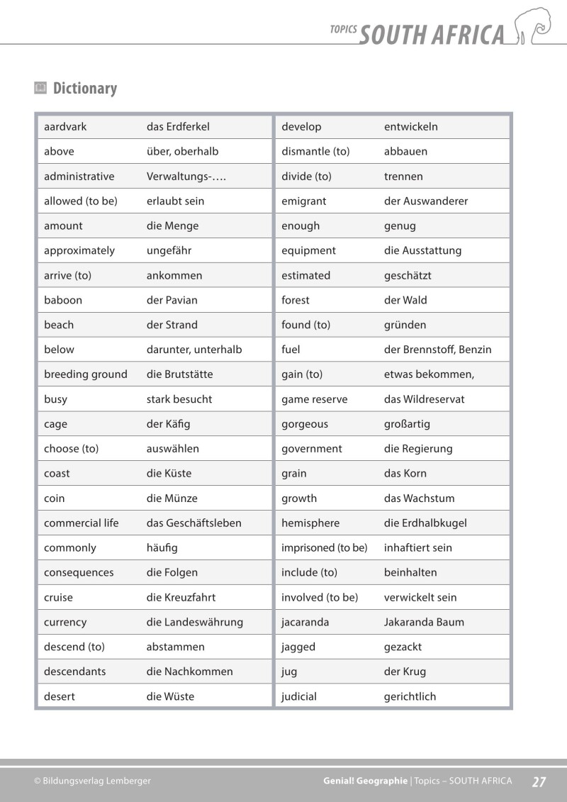 Genial! GW 4 – topics 2: South Africa
