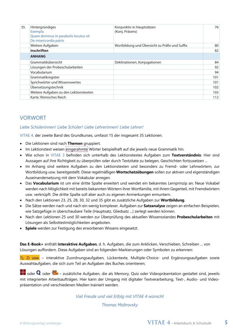 Vitae 4 / Schulbuch für die 4. Klasse Unterstufe v1.1