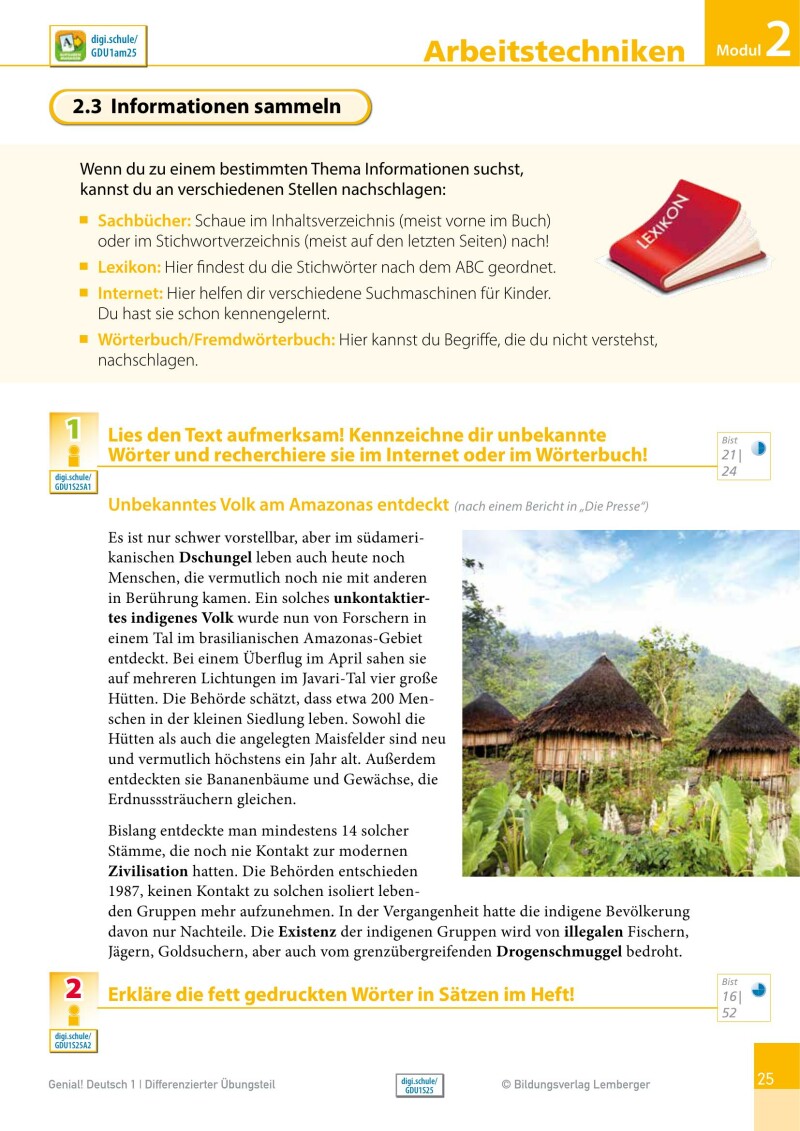 Genial! Deutsch 1 – Sprachbuch IKT / Schulbuch Differenzierter Übungsteil – Classic