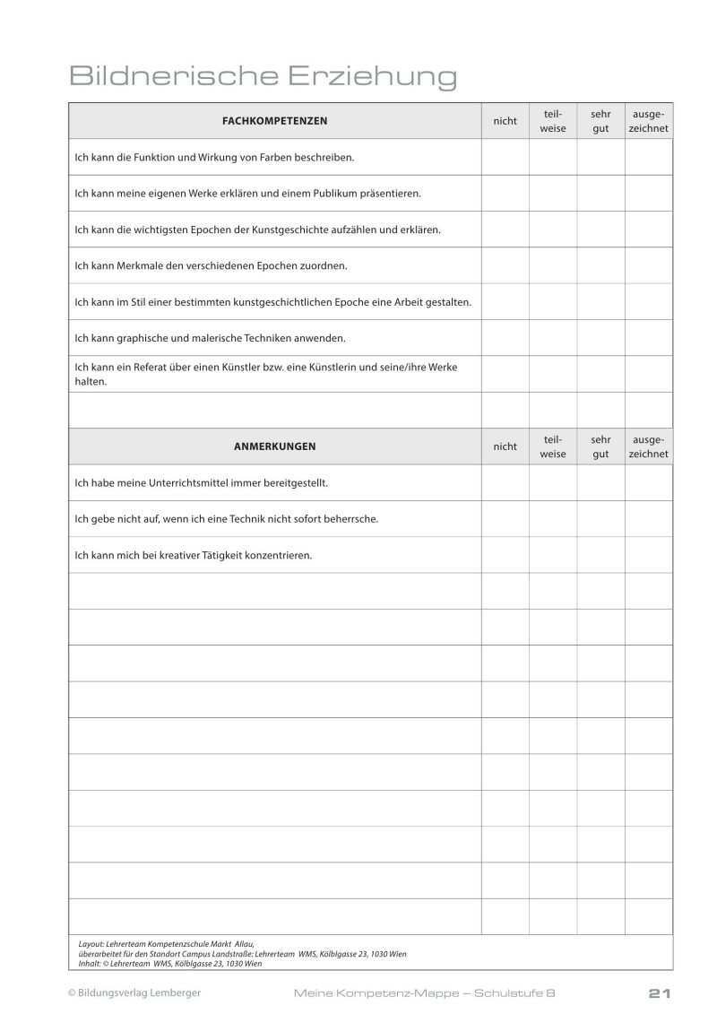 Kompetenz Lernen® - future training - Meine Kompetenz-Mappe 4. Klasse