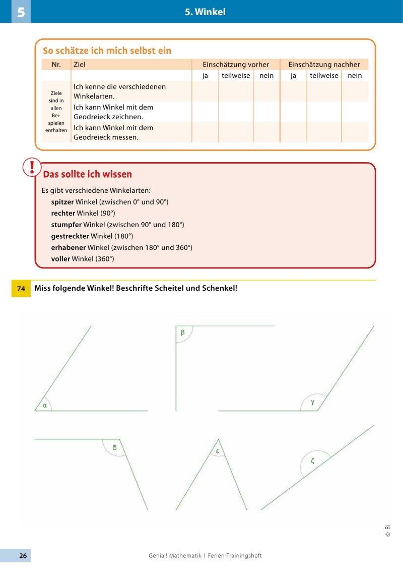 Genial! Mathematik 1 - Ich kann's!: Ferien-Trainings-Heft