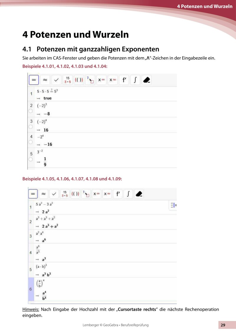 Berufsreifeprüfung Mathematik - Geogebra