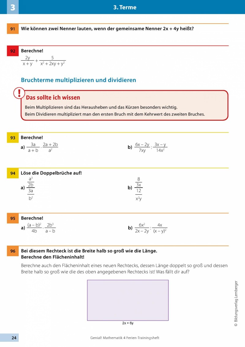 Genial! Mathematik 4 - Ich kann's!: Ferien-Trainings-Heft