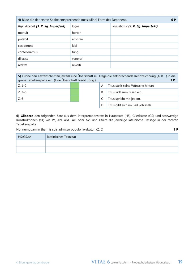 Vitae 6 / Probeschularbeiten