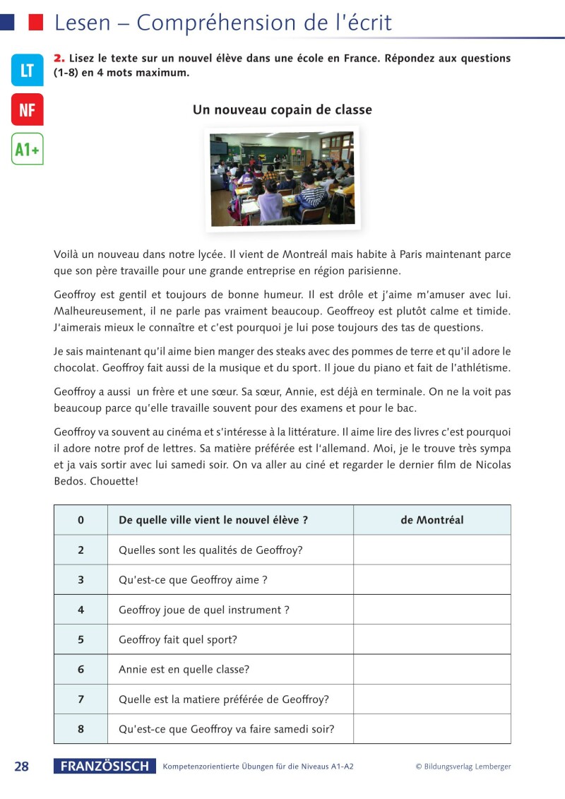 Französisch – Kompetenzorientierte Übungen für die Niveaus A1-A2