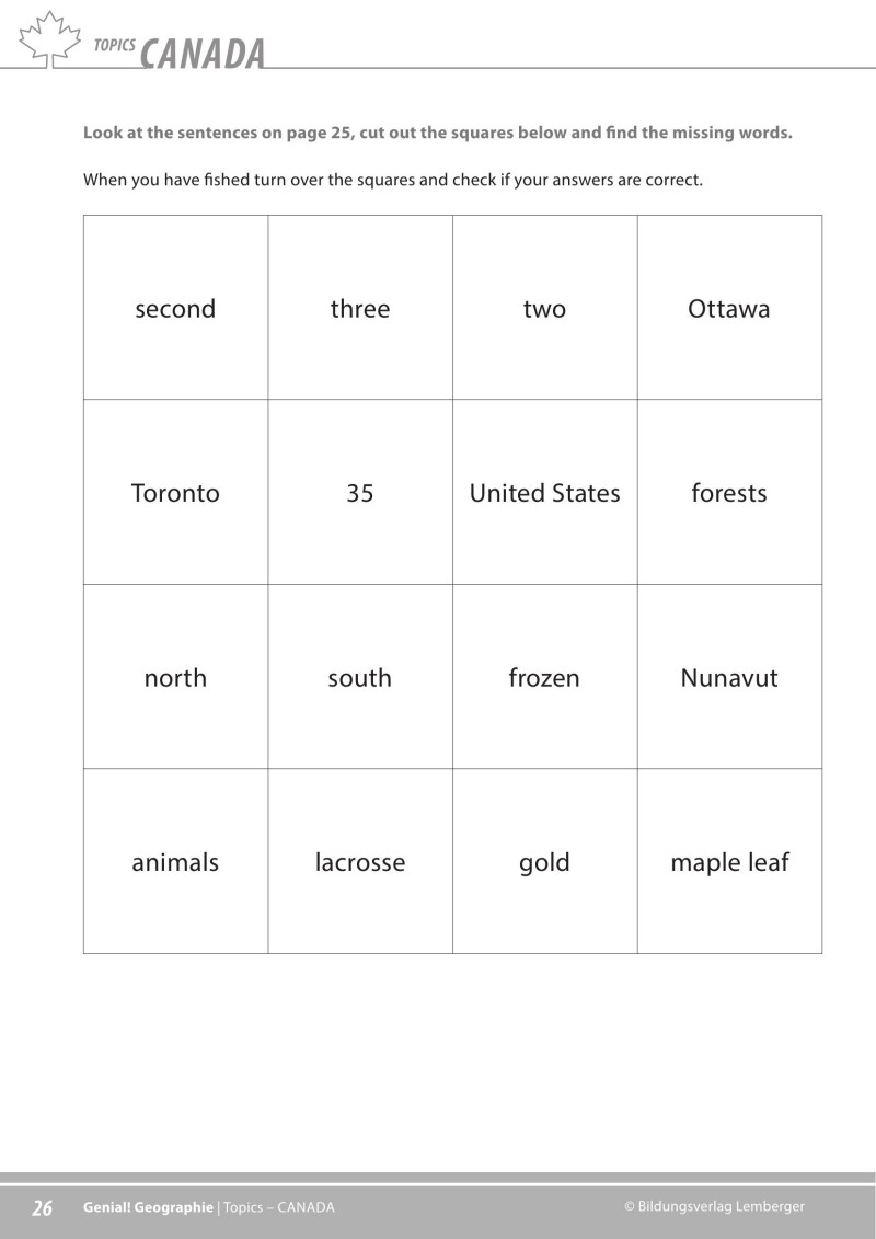 Genial! GW 4 – topics 1: Canada