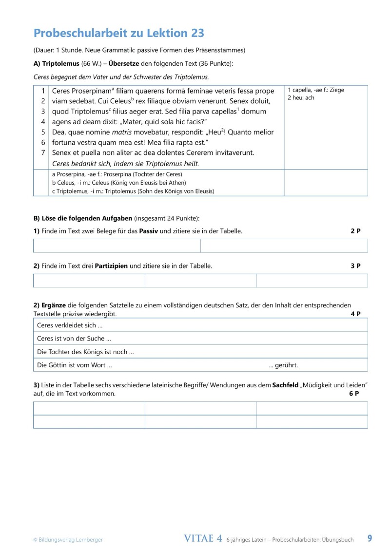 Vitae 4 / Probeschularbeiten