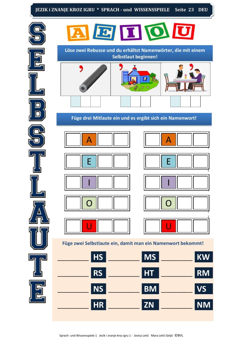 "Sprach- und Wissensspiele 1"/“Jezik i znanje kroz igru 1“