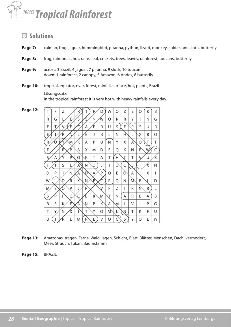 Genial! GW 1 – topics 1: Rainforest