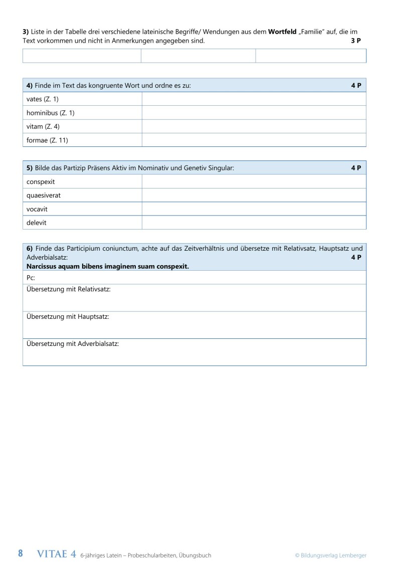 Vitae 4 / Probeschularbeiten